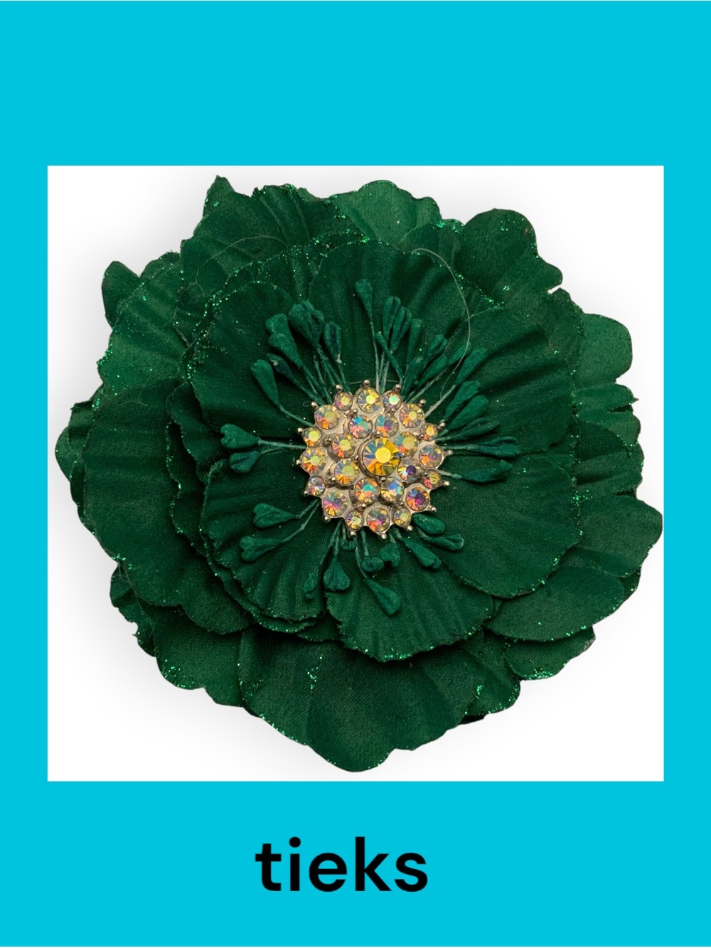 Tieks Emerald Green Flower with Crystal Center